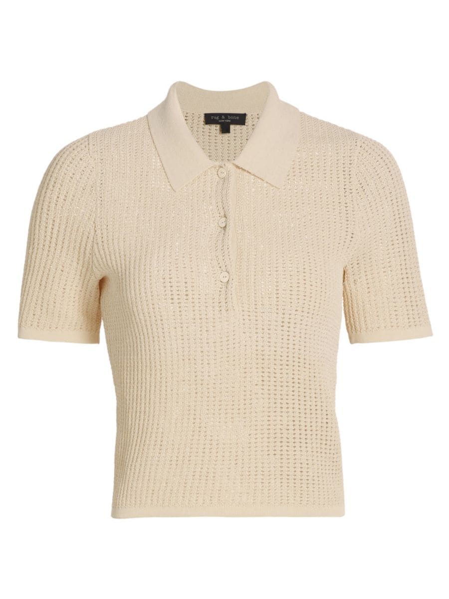 rag & bone Viola Open-Knit Polo Shirt | Saks Fifth Avenue