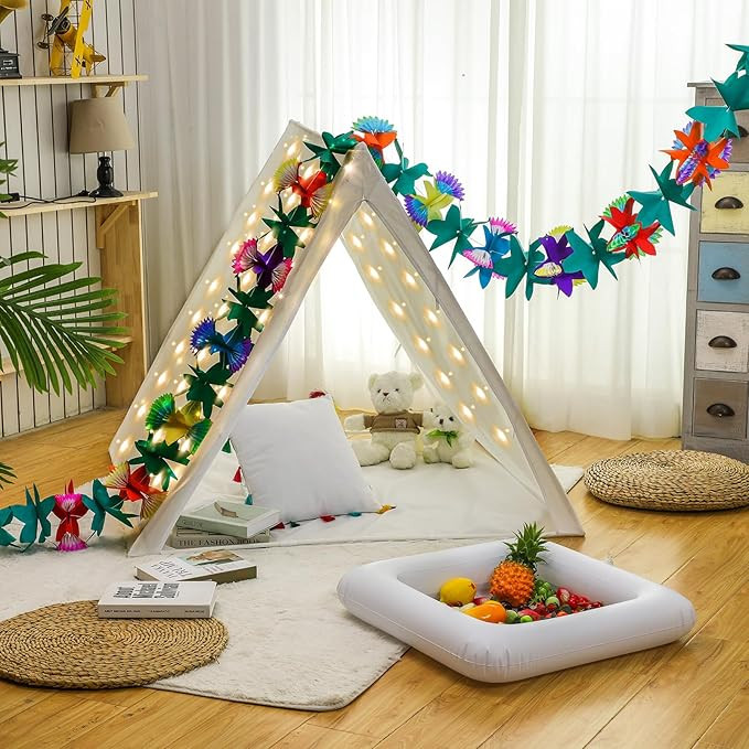 5 Pcs Summer Teepee Tent Kit Slumber Party Supplies Include Sleepover Tent Light String Tassel Pi... | Amazon (US)