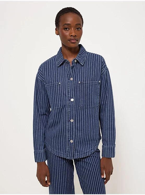 Dark Wash Denim Striped Shacket | George at ASDA