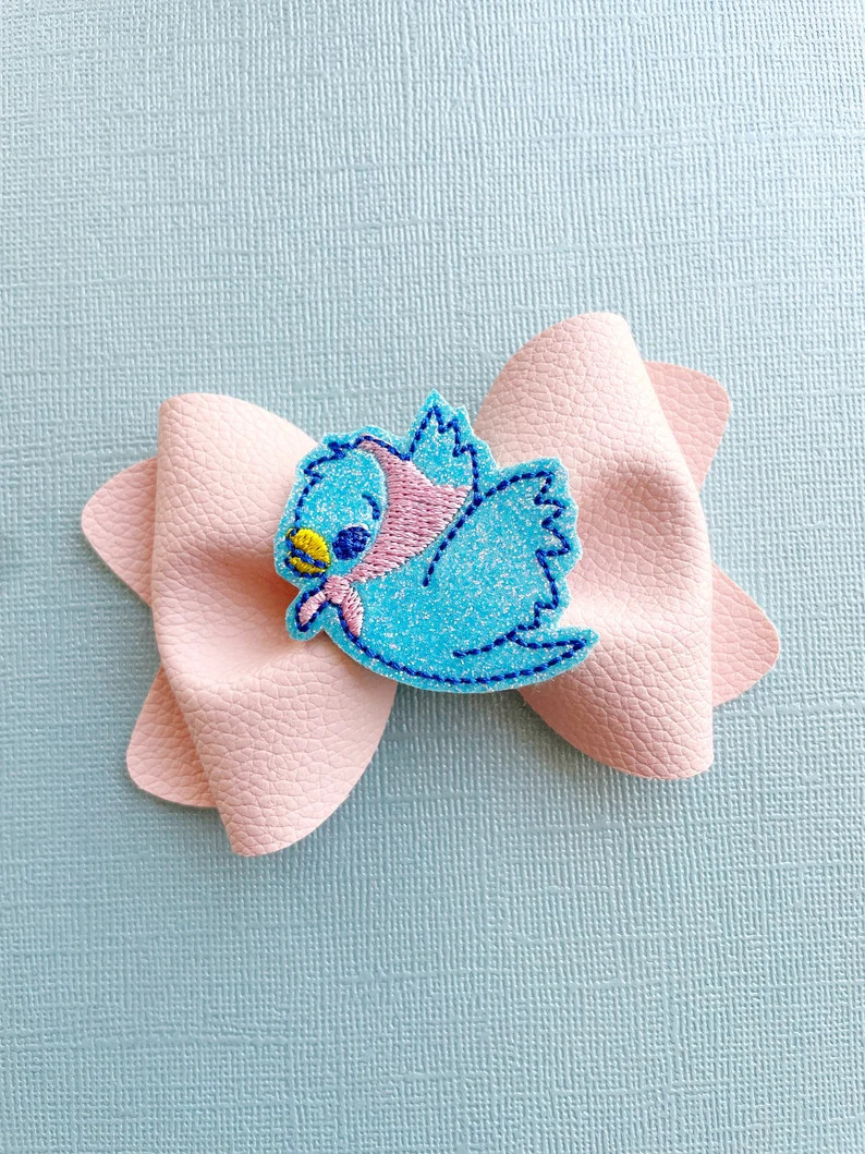 Cinderella Hair Bow: Bluebird Faux Leather Hair Clip - Etsy | Etsy (US)