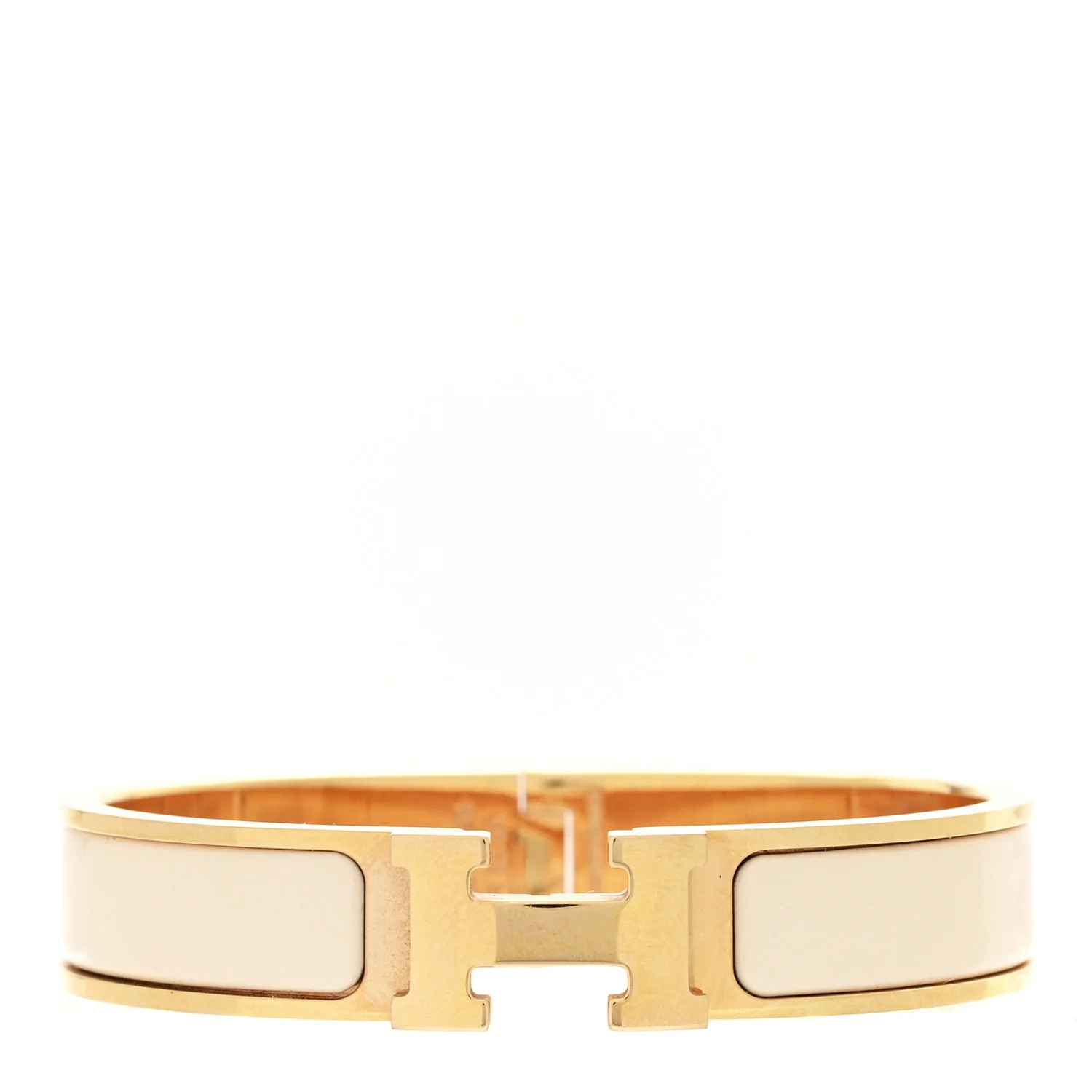 Hermes Enamel Narrow Clic Clac H Bracelet PM White 1735708 | FASHIONPHILE (US)