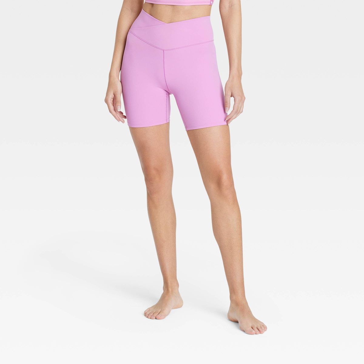 Women's Crossover Waistband 6" Bike Shorts - JoyLab™ Pink M | Target