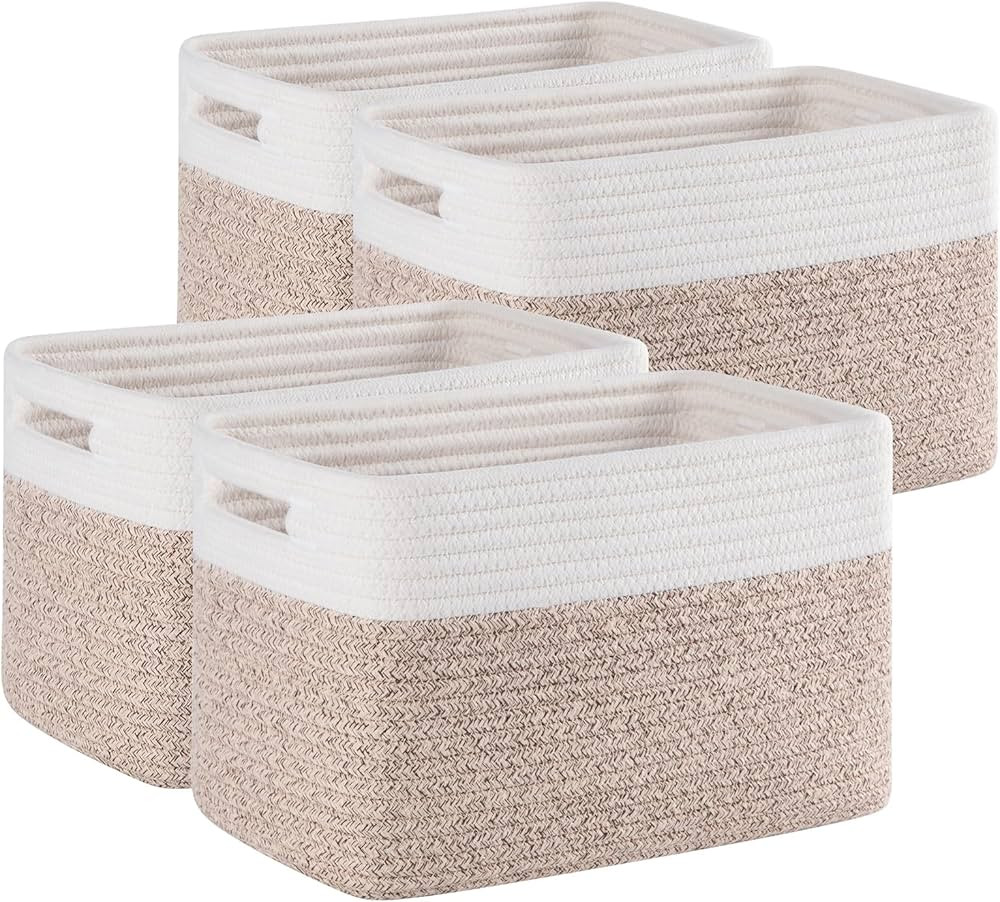 4 Pack Storage Baskets for Organizing, Woven Baskets for Shelves - Perfect for Toys, Books, Towel... | Amazon (US)