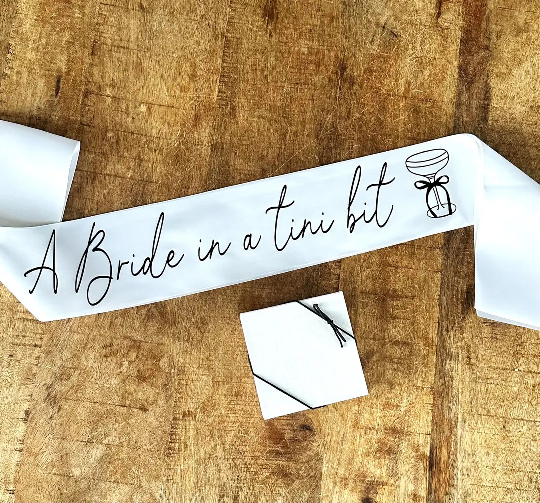 A Bride in a Tini Bit Sash – Bachelorette Party Sash – Martini Glass Design – Double-faced ... | Etsy (US)