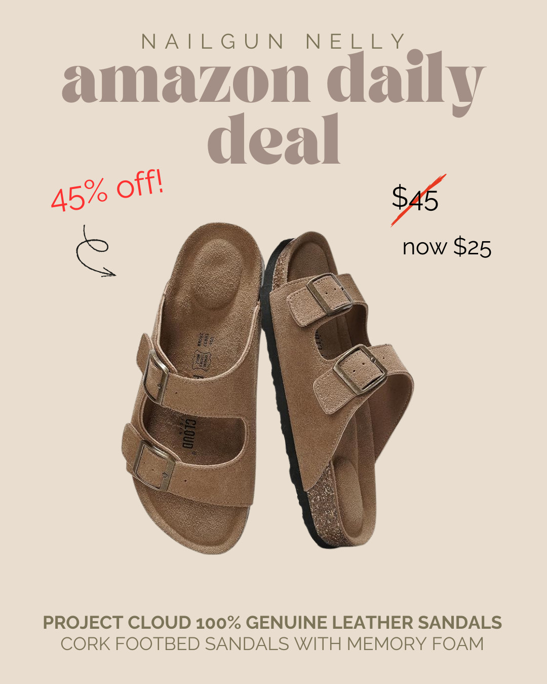 Amazon Daily Deal! - Project Cloud 100% Genuine Leather Sandals 

 #LTKSaleAlert #LTKWorkwear #LTKTravel