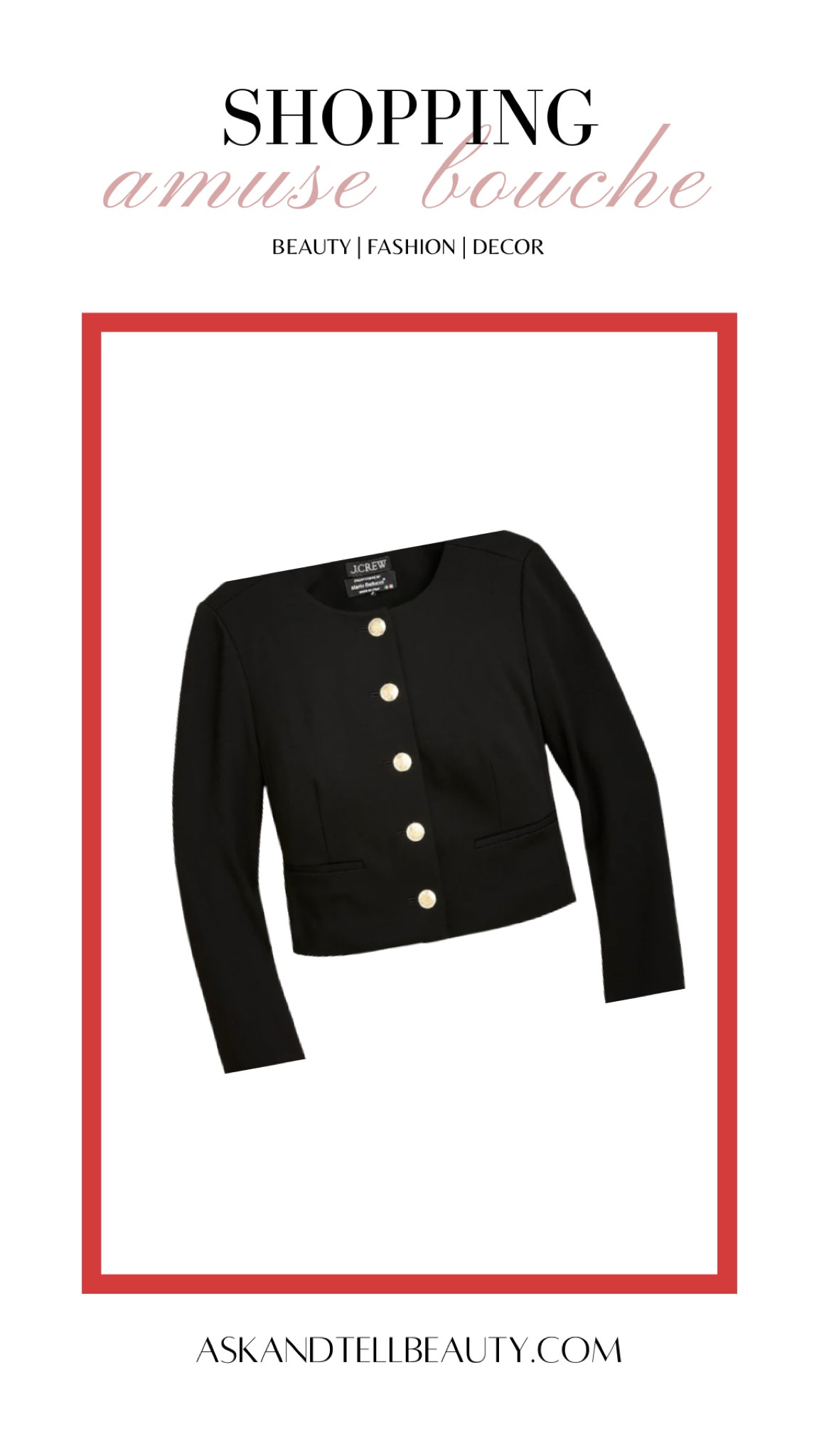 A SHOPPING AMUSE BOUCHE // A noteworthy bite, this daily series features a single product spotlight that’s sure to impress ✨ 

WED | A timeless lady jacket in an irresistible Italian fabrication with luxe detailing 

EXTRA 60% off CODE: SALEONSALE

Lady jacket, Mother’s Day, classic style, Celine dupe, elegant jacket, preppy style, old money style, mega sale find, under 100 find

#LTKunder100 #LTKSeasonal #LTKFind