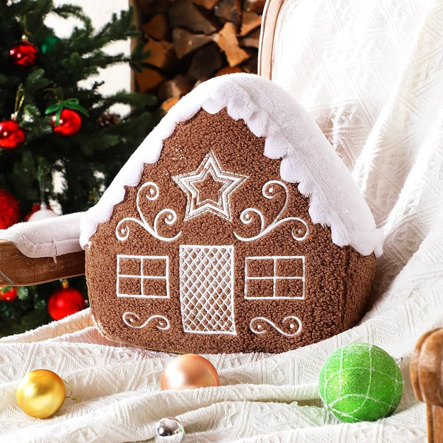 Marsui Christmas Gingerbread House Pillow 13 Inch Soft Plush Christmas Decorative Pillow for Xmas... | Amazon (US)