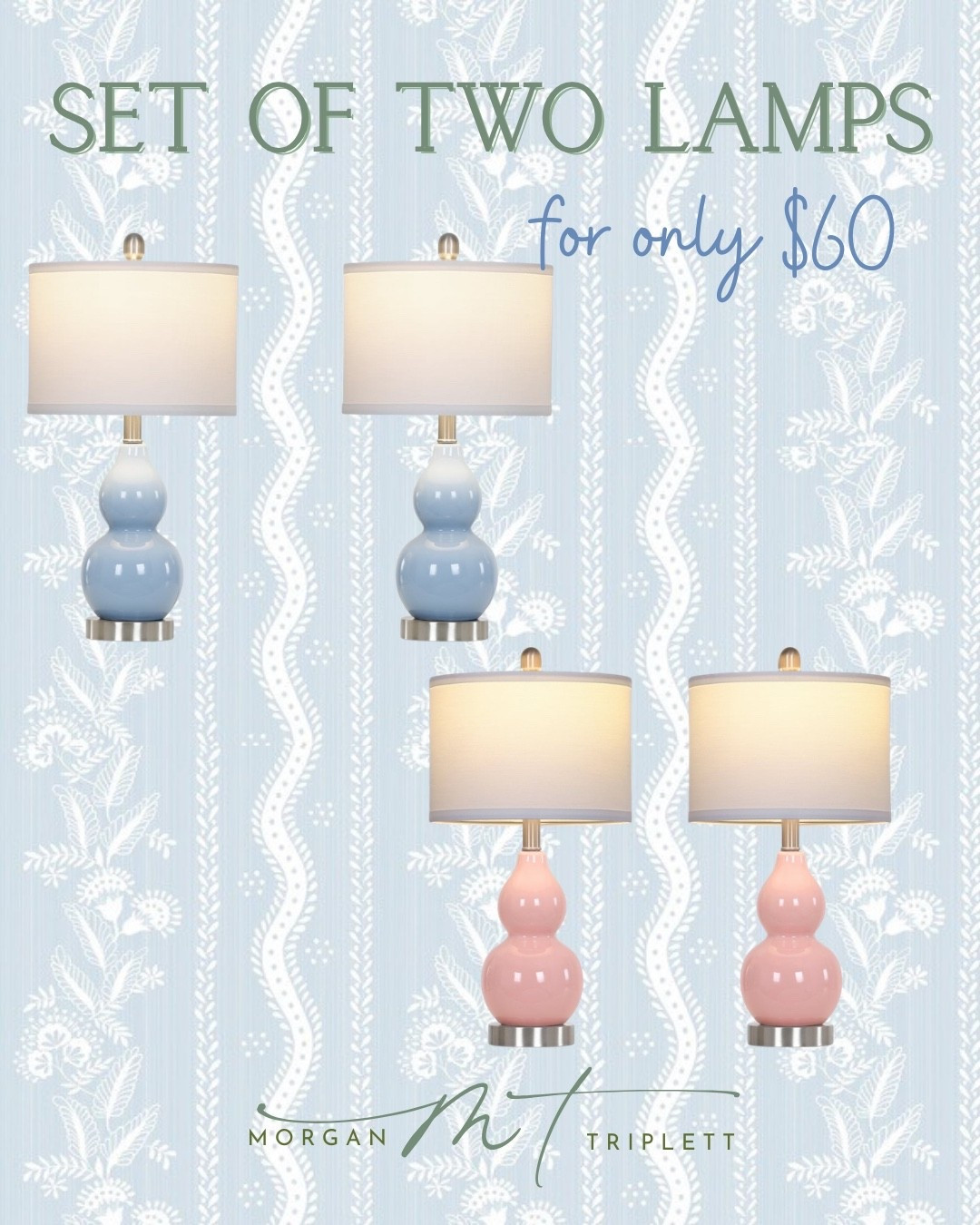 Set of two lamps for only $60! Also available in navy and white

#LTKHome #LTKSaleAlert