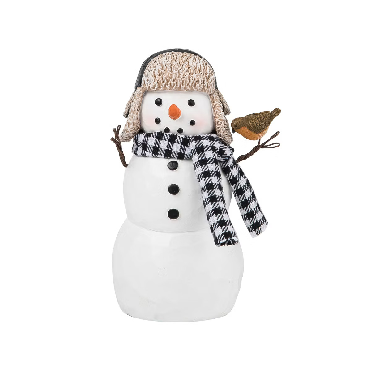Gallerie II Cute Snowman w/ Black & White Plaid Scarf Small Christmas Decorative Figurine | Target