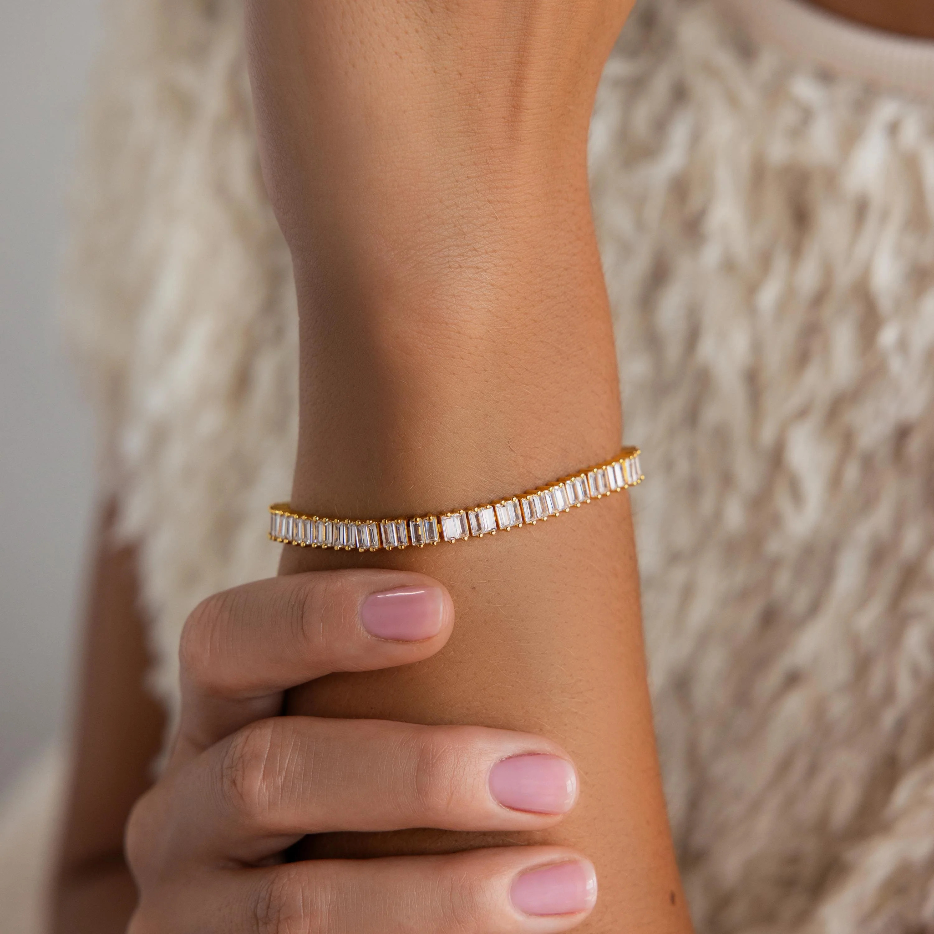 Vertical Baguette Diamond Tennis Bracelet | Caitlyn Minimalist | Caitlyn Minimalist