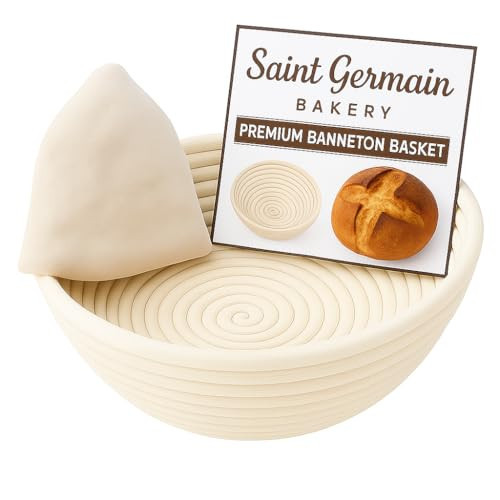 Saint Germain Bakery Premium Round Bread Banneton Basket with Liner - Perfect Brotform Proofing Basket for Making Beautiful Bread (10 inch) | Amazon (US)