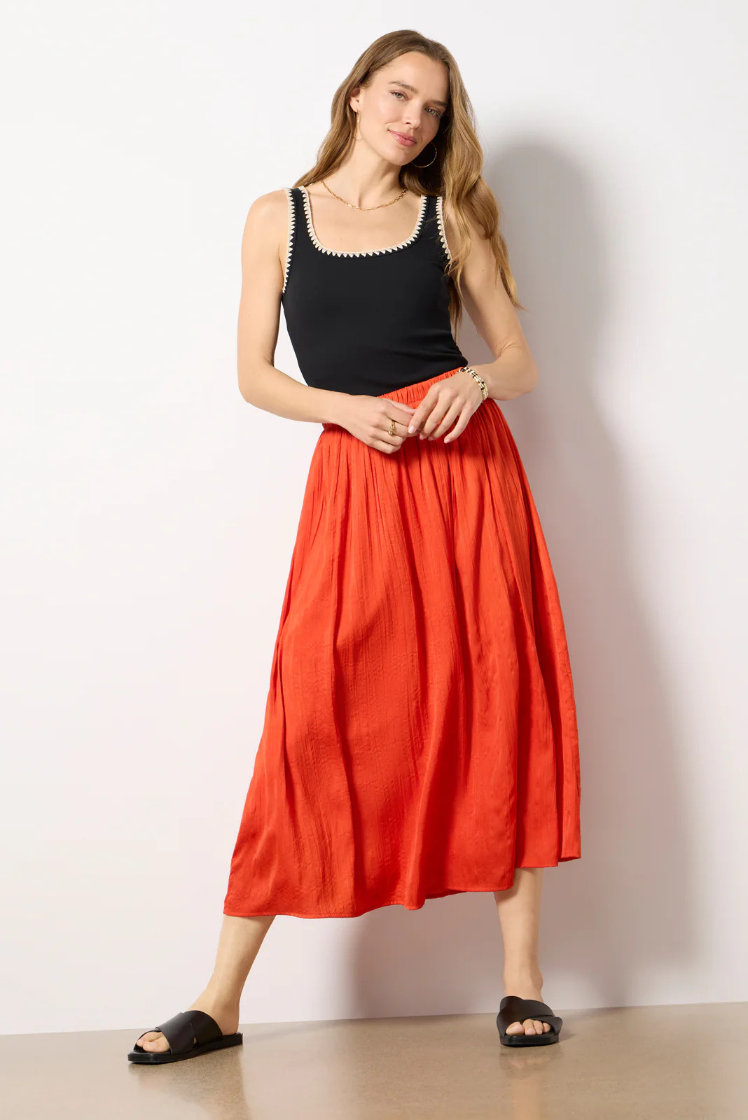 Claire Satin Midi Skirt | Evereve