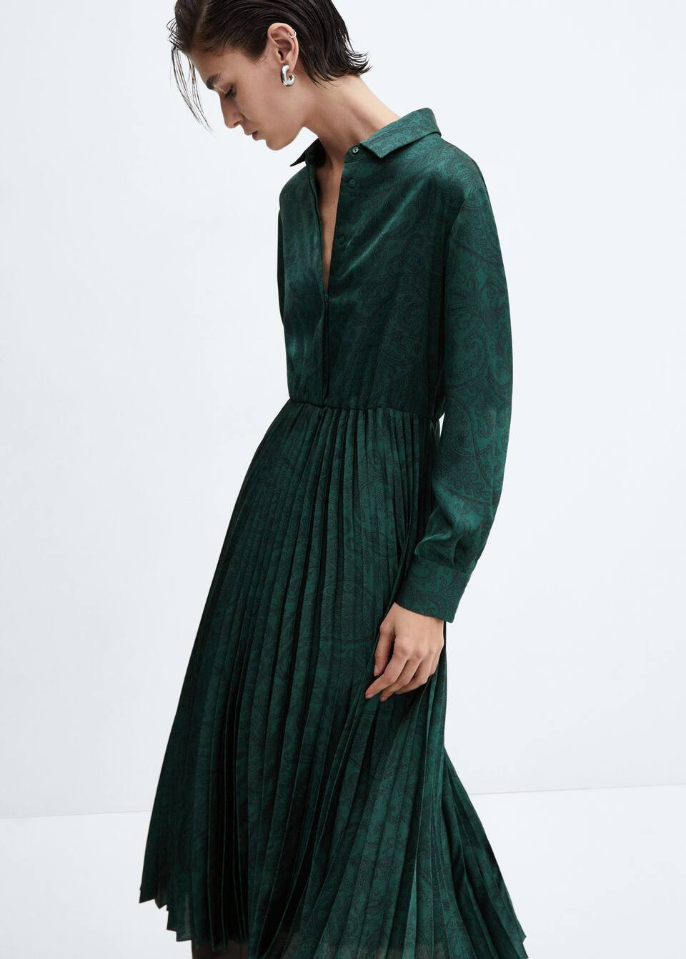 Paisley-print satin dress -  Women | Mango USA | MANGO (US)