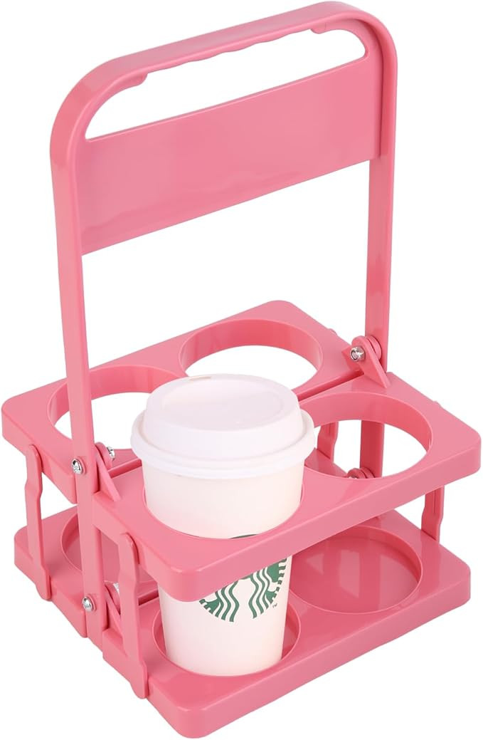 Bodaon 4 Cup Drink Carrier with Handle, Plastic Cup Carriers for Drinks, Drink Holder for Car, Gr... | Amazon (US)