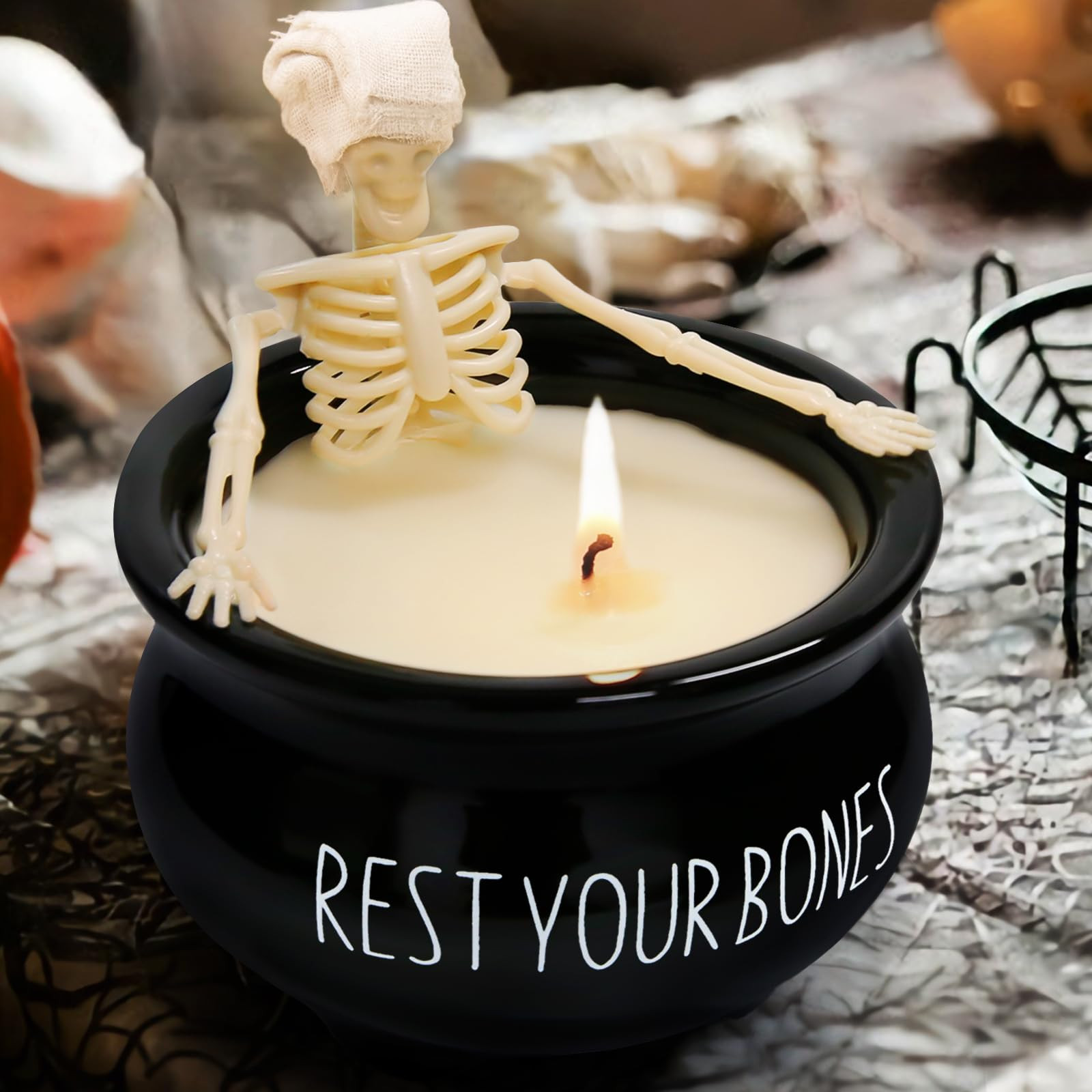 Halloween Decorations Indoor - Vintage Halloween Skeleton Candles Decor Gifts - Cute Farmhouse Go... | Amazon (US)