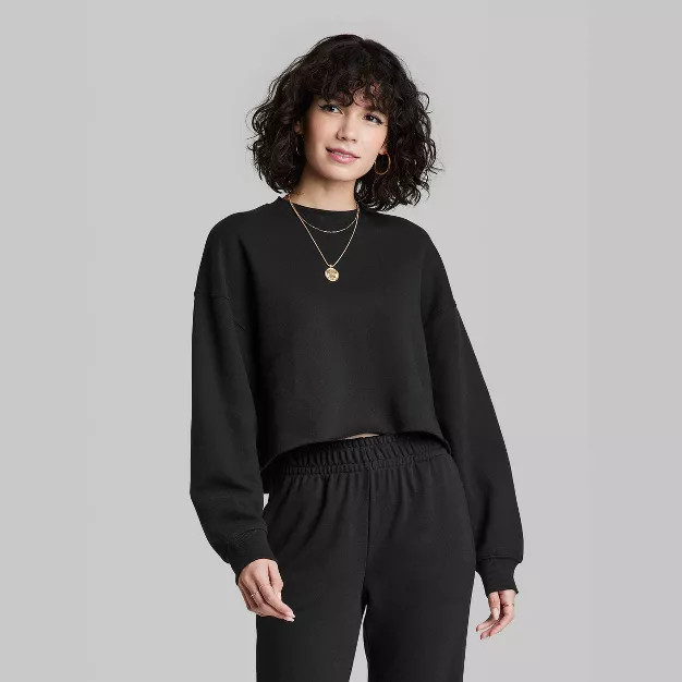 Women's Raw Hem Cropped Sweatshirt - Wild Fable™ | Target