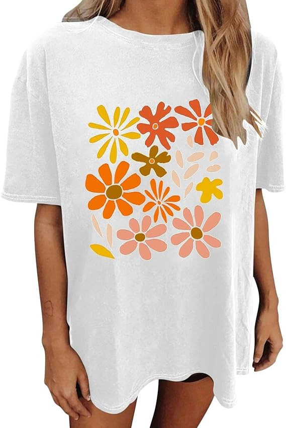 Wildflowers Shirt for Women Oversized Vintage Floral T Shirts Inspirational Graphic Tees Summer C... | Amazon (US)