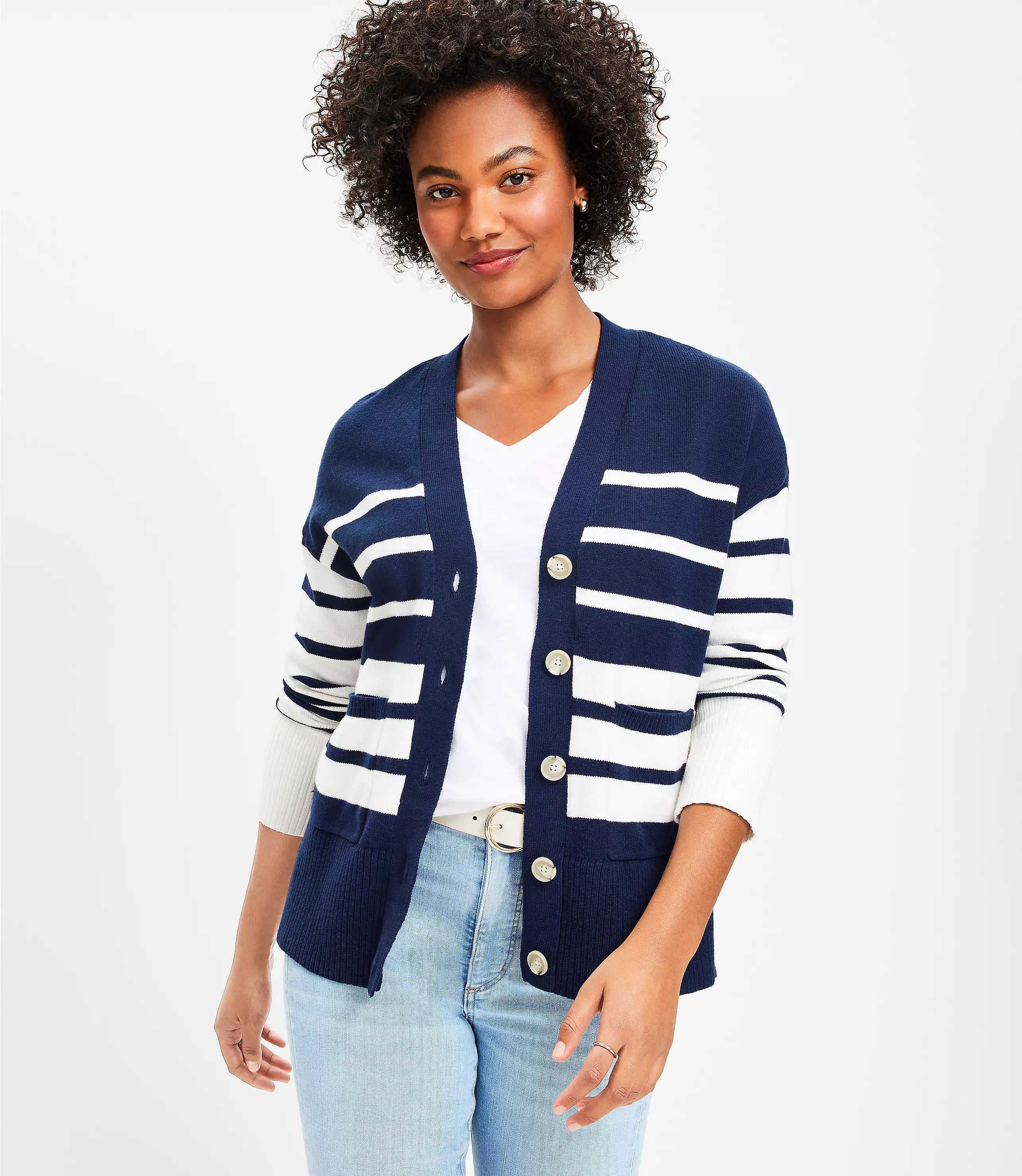 Striped Girlfriend Cardigan | LOFT