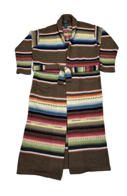 VTG Lauren Ralph Lauren Aztec Exclusive Hand Knit Wool Long Cardigan Robe Sz XL | eBay US