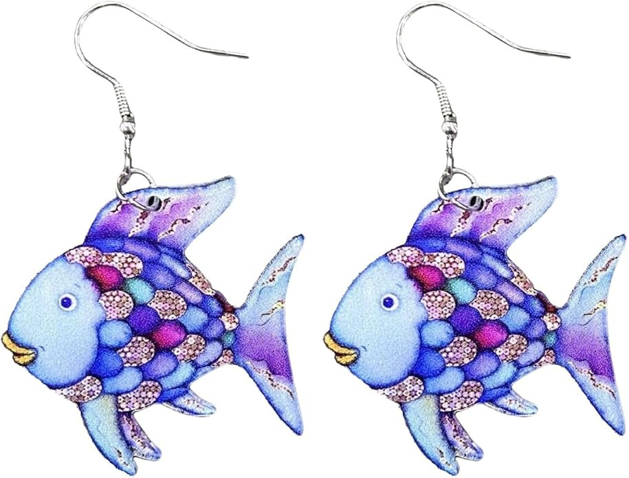 Acrylic Women Teacher Student Dangle Earrings Rainbow Fish Whale Mermaid Earrings Cute Teacher Gi... | Amazon (US)