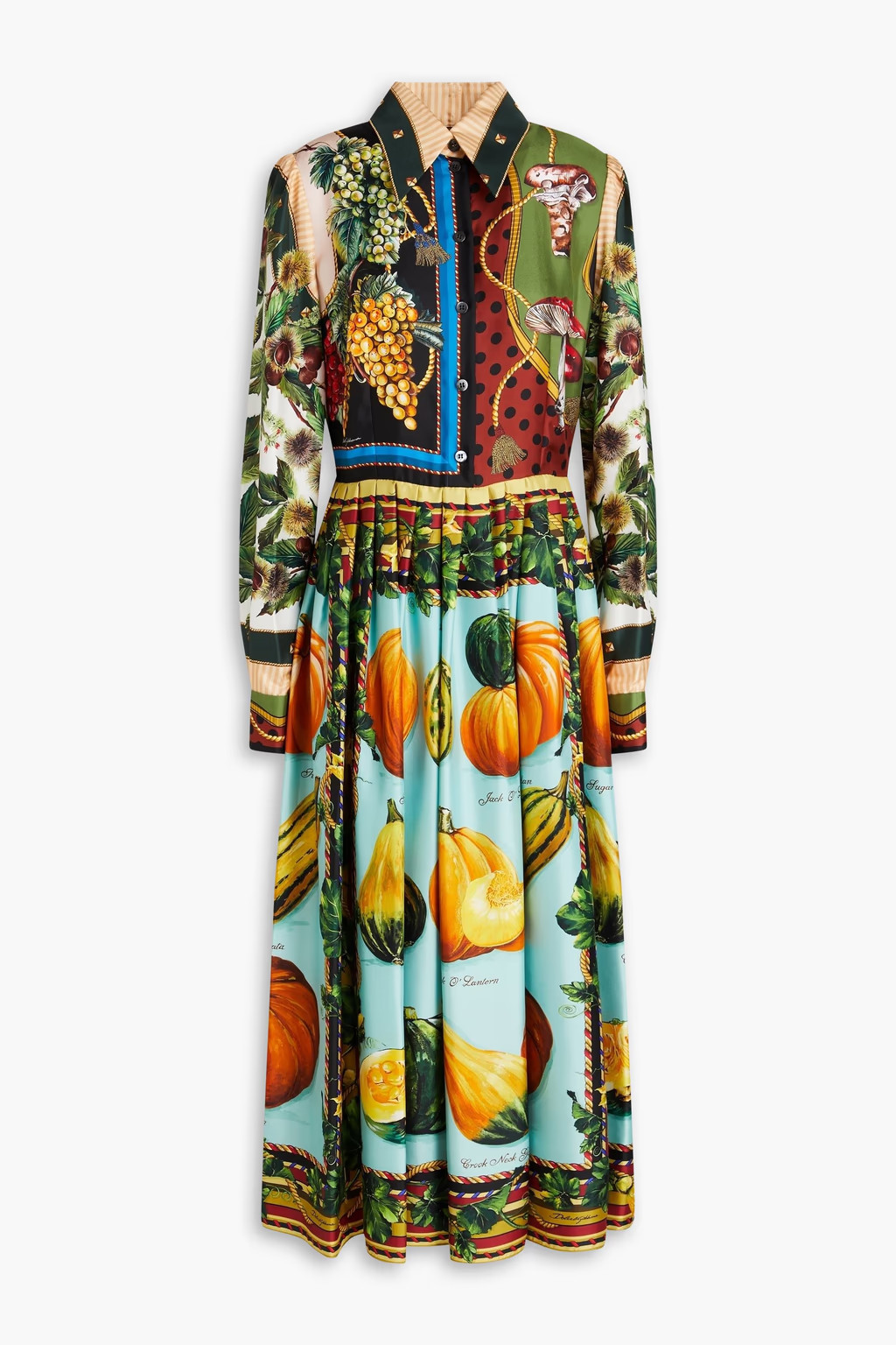 Pleated printed silk-twill midi shirt dress | The Outnet (APAC)