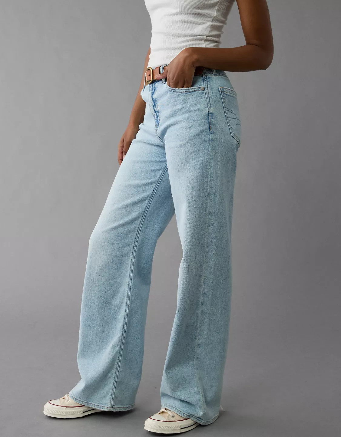 AE Dreamy Drape Stretch Super High-Waisted Baggy Wide-Leg Jean | American Eagle Outfitters (US & CA)