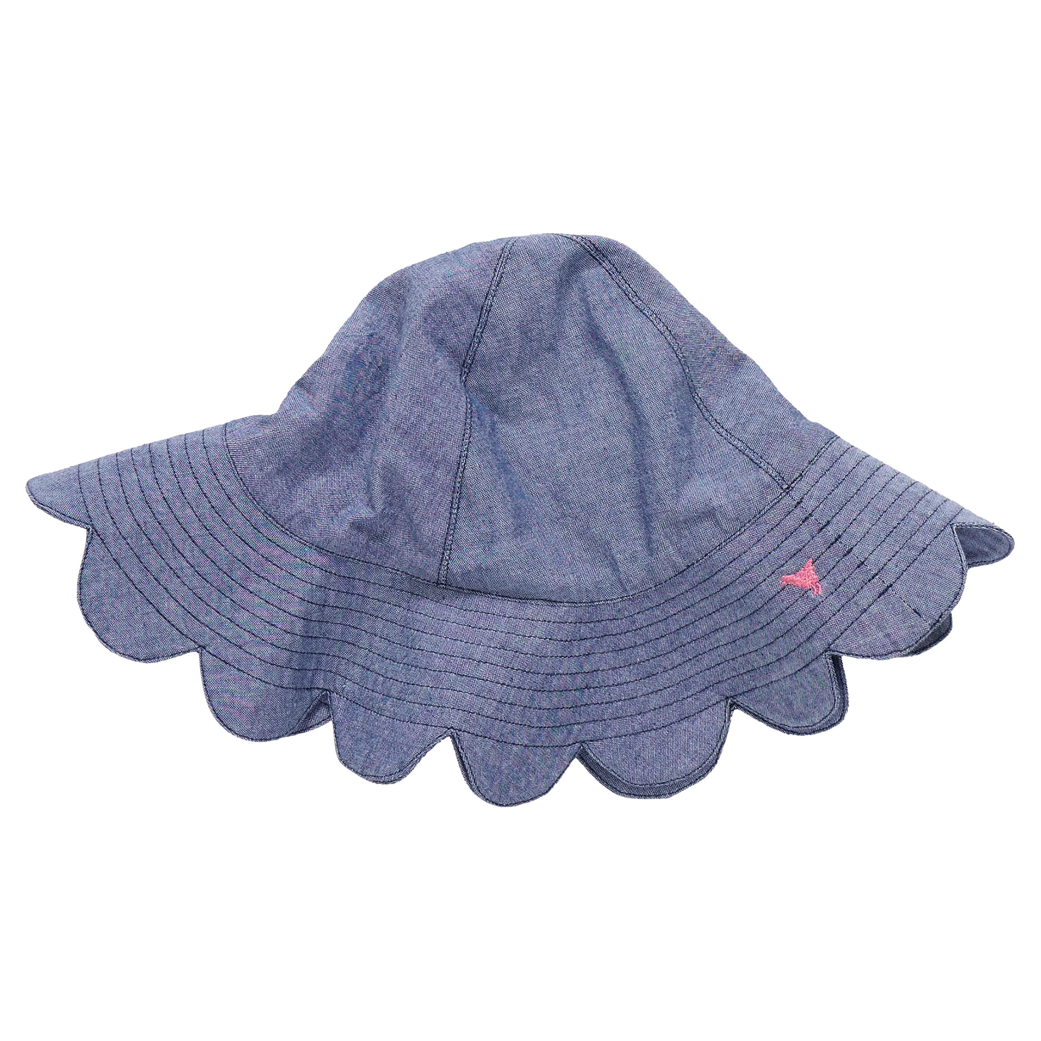 Pink Chicken - Baby Girls Scallop Sun hat - Chambray | Persnickety