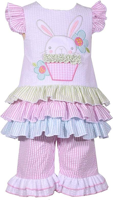 Girl's Easter Outfit Bunny Seersucker Top and Leggings Set for Baby and Toddler | Amazon (US)