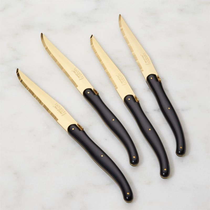 Laguiole Gold Steak Knives, Set of 4 + Reviews | Crate and Barrel | Crate & Barrel
