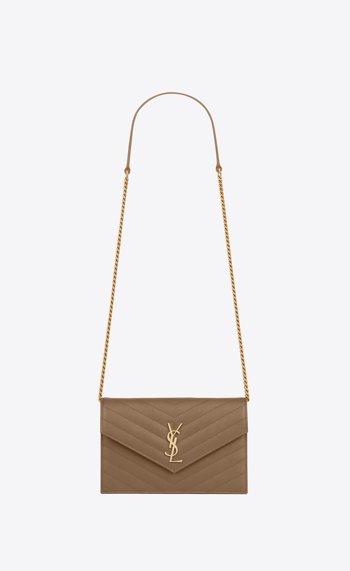 cassandre saint laurent matelassé envelope chain wallet in grain de poudre embossed leather | Saint Laurent Inc. (Global)