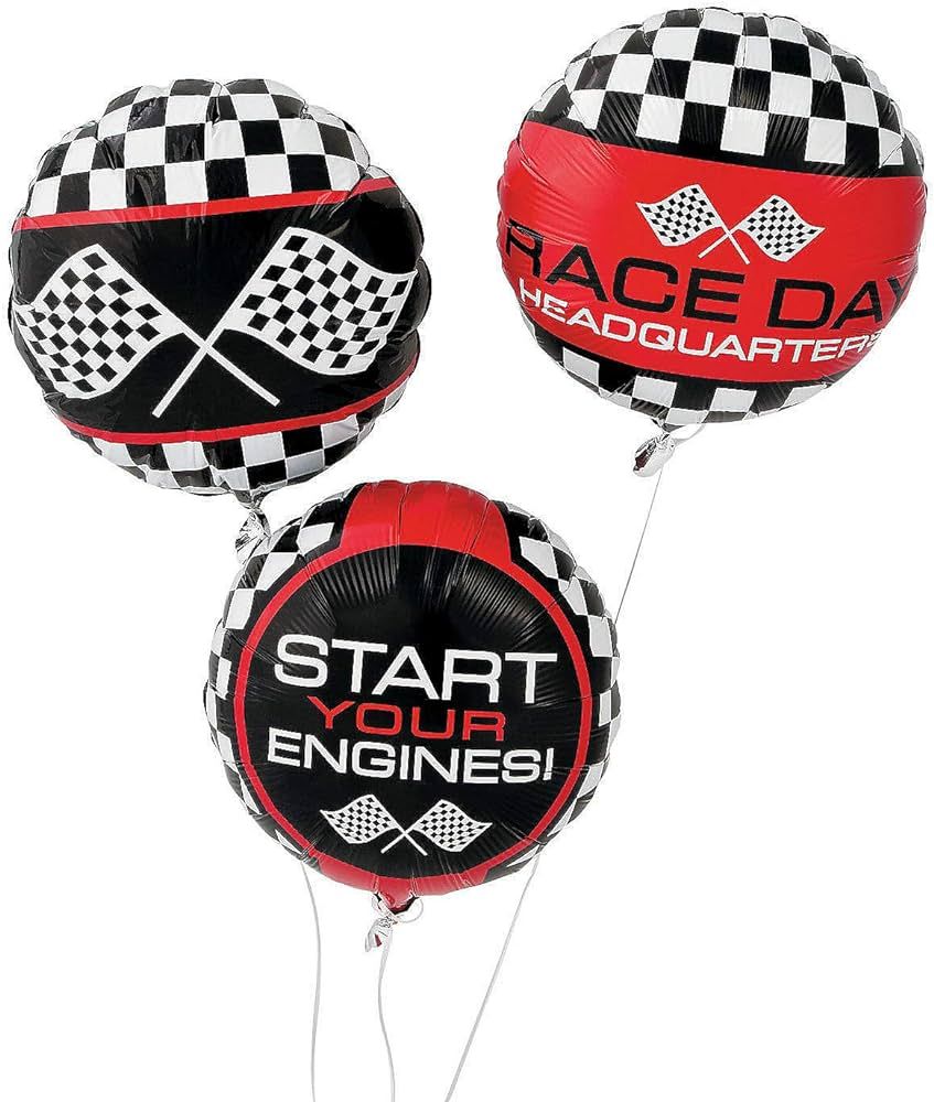 Fun Express - Racing Print Mylar Balloon for Birthday - Party Decor - Balloons - Mylar Balloons -... | Amazon (US)