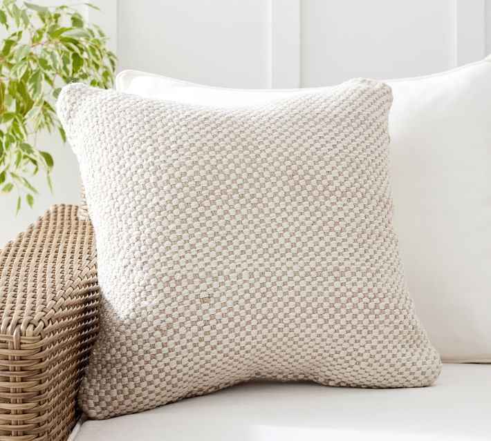 Laverna Eco-Friendly Textured Indoor/Outdoor Pillow , 20 x 20", Neutral Multi | Pottery Barn (US)