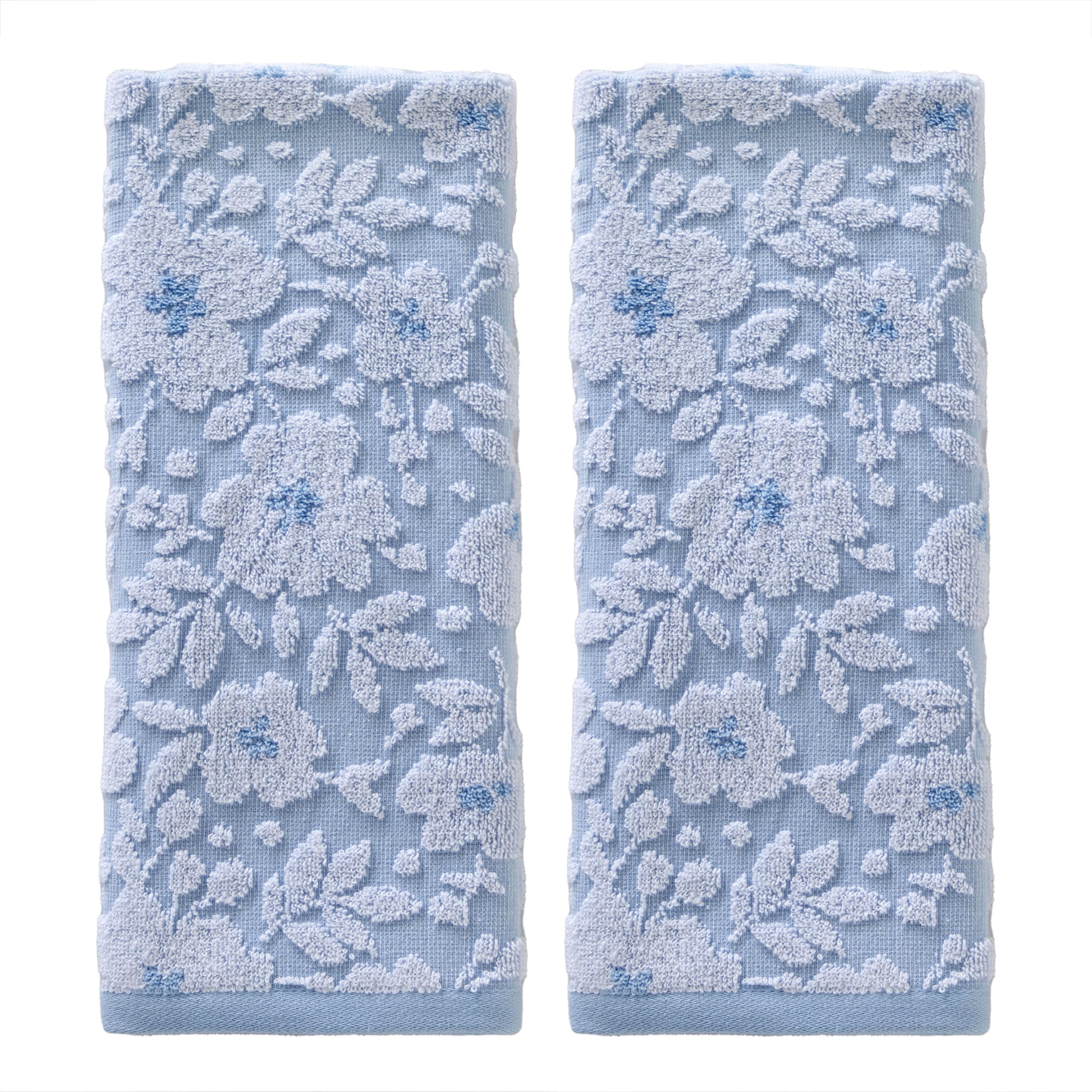 SKL Home Floral Jacquard Hand Towel Set, Sky Blue, 2 Count | Amazon (US)
