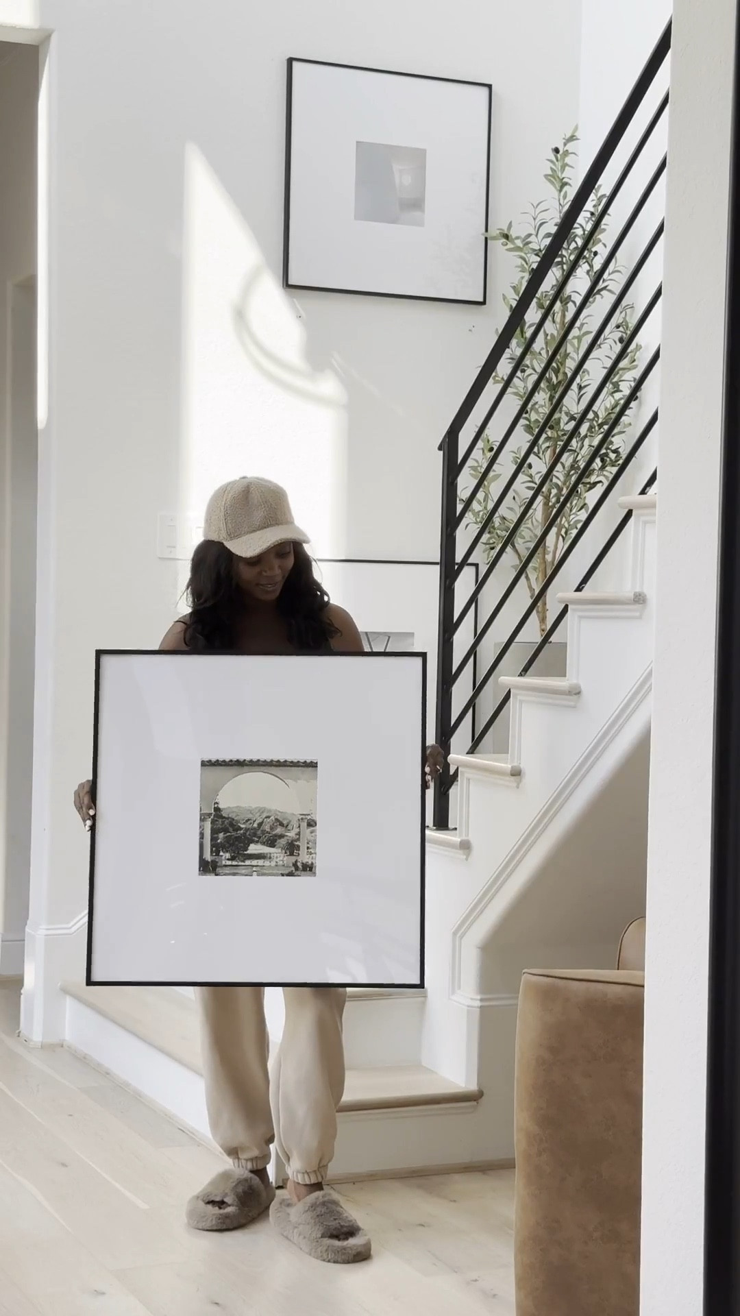 Many of you have LOVED & inquired about these frames and here are the specific measurements - since the frames come in various sizing options:  

Measurements:
Frames are by @Frameiteasy
Art Size: 10" x 10"
Outside Frame Size: 27 3/16" x 27 3/16"
Style: Ashford, in Satin Black
Matting: 8 1/2" Smooth White (White Core)
Cover: Clear Acrylic
Backing: Acid Free Foamcore
Spacing Between Frames: 3 Inches 

I added pictures from the Architecture Digest book. Black and white prints add a classic finish especially with these black frames. 
