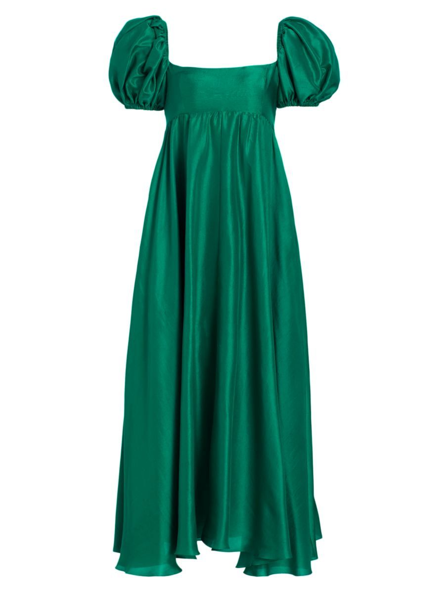 Rory Silk Puff-Sleeve Maxi Dress | Saks Fifth Avenue