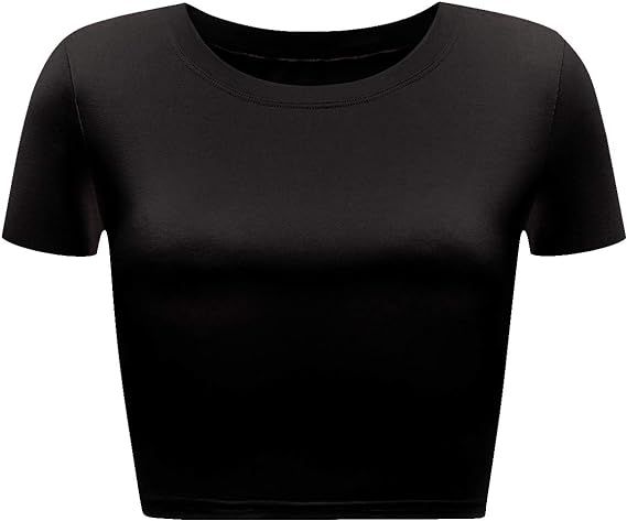 Artivaly Women's Basic Round Neck Short Sleeve Crop Top | Amazon (US)