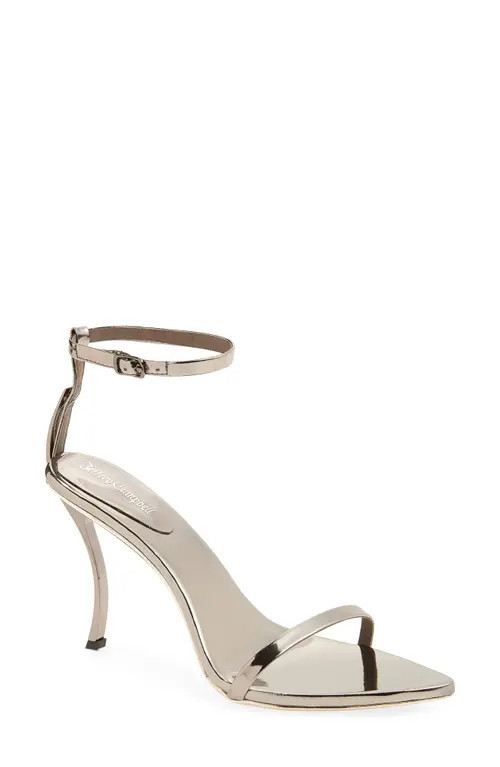 Jeffrey Campbell Obsession Ankle Strap Sandal in Pewter Mirror Combo at Nordstrom, Size 8.5 | Nordstrom