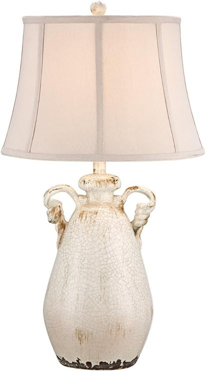 Regency Hill Isabella Country Cottage Jar Accent Table Lamp Rustic 27" Tall Ivory Ceramic Milk Cr... | Amazon (US)
