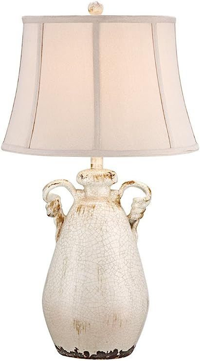 Regency Hill Isabella Country Cottage Jar Accent Table Lamp Rustic 27" Tall Ivory Ceramic Milk Cr... | Amazon (US)