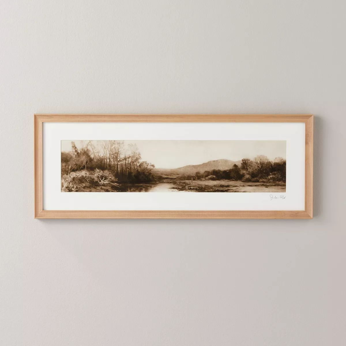 9"x24" Tranquil River Scape Panoramic Framed Wall Art - Hearth & Hand™ with Magnolia | Target