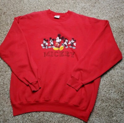 Vintage Disney Store Mickey Mouse Sweatshirt XL Adults Red Crew Neck Y2K   | eBay | eBay US