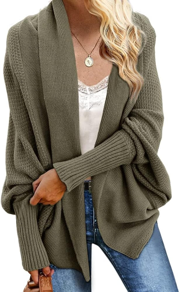 Imily Bela Women's Kimono Batwing Cable Knitted Slouchy Oversized Wrap Cardigan Sweater | Amazon (US)