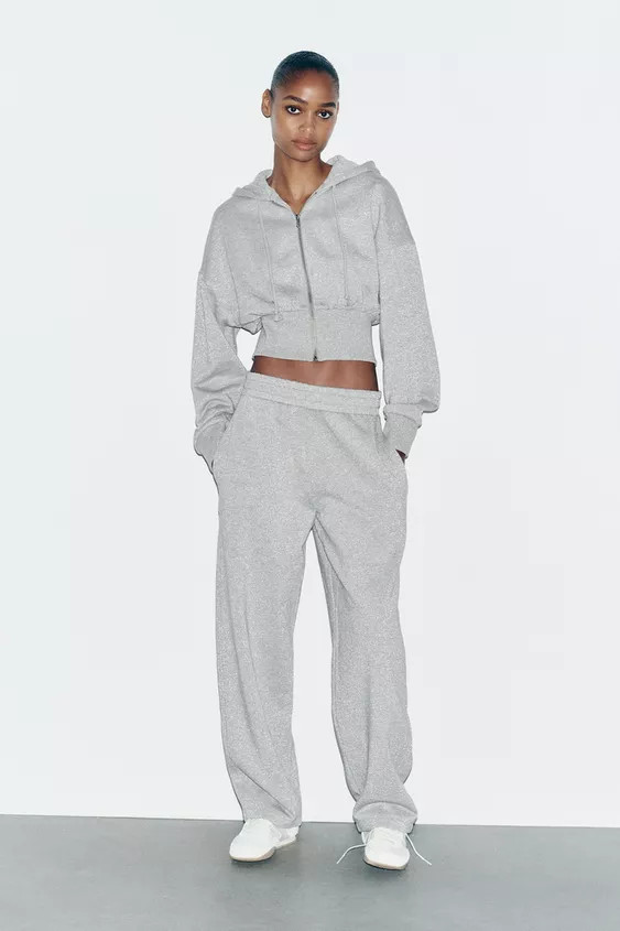 METALLIC THREAD CROP SWEATSHIRT | Zara US