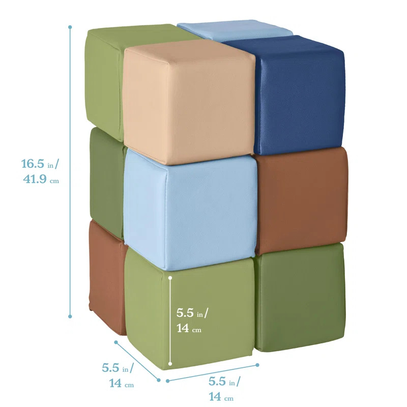 ECR4Kids SoftZone Patchwork Toddler Building Blocks, Foam Cubes, 12-Piece (Set of 12) | Wayfair North America