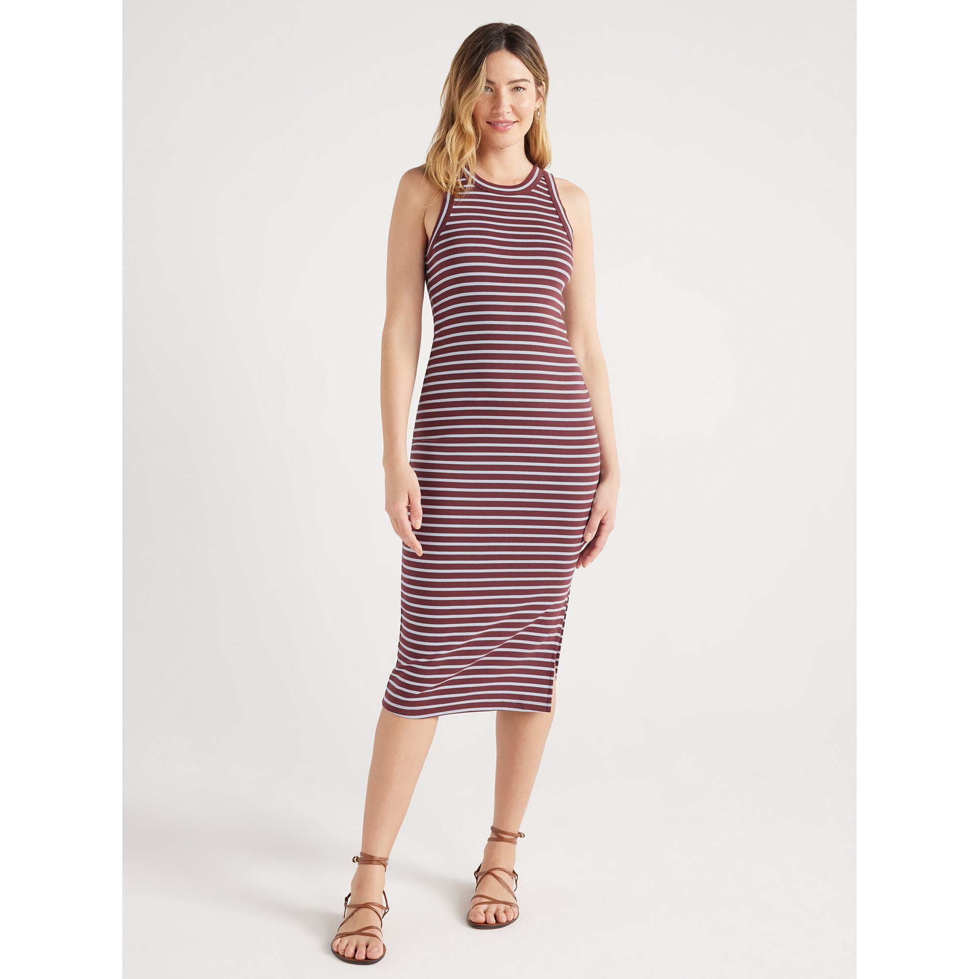 Free Assembly Women's Ribbed Tank Midi Dress, Sizes XS-XXL | Walmart (US)