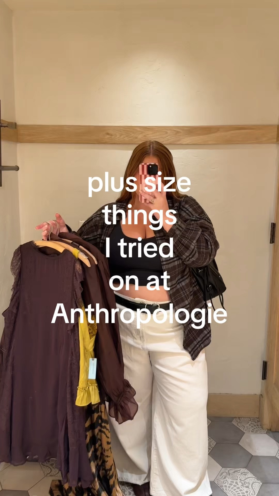 Plus size Anthropologie fitting room try on haul! 

Satin midi tiger print dress with mesh open back -3X
Sheer brown button down top with ruffle sleeve- 3X (could have gotten the 2X)
Chartreuse lace detail tank- 2X
Brown lace mini dress- 2X