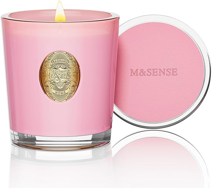 M&SENSE Natural Soy Candle | Peony Blush&Pink | 9.2 oz, 50H Burn Time | Luxury Scented Candle for... | Amazon (US)