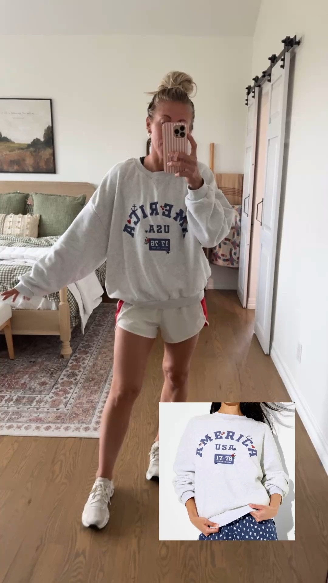 Wearing XL in this cute America sweatshirt from target! 

target style, Target find, ootd, Sarah Joy , Memorial Day 
￼

#LTKSaleAlert #LTKdayinmylife