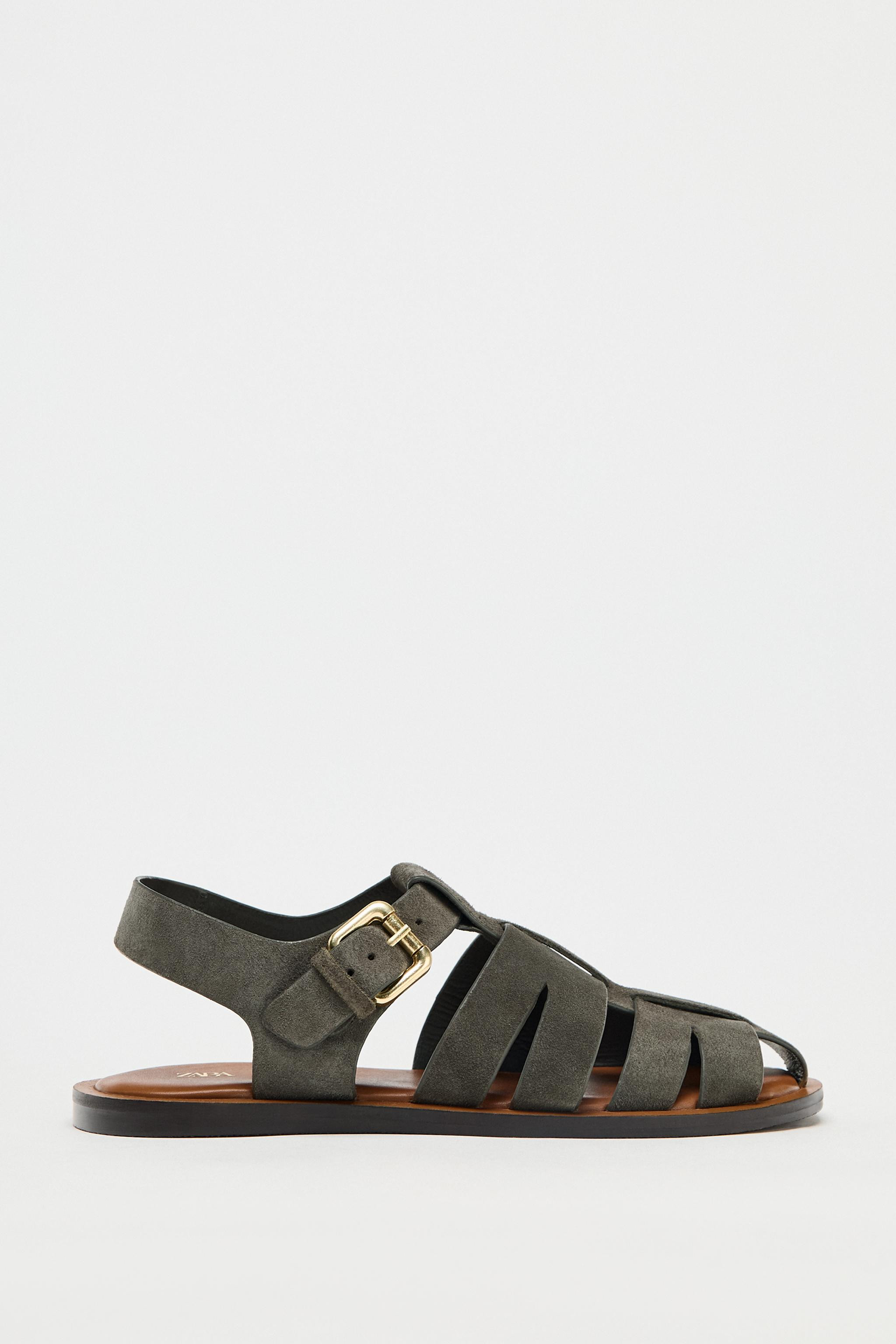 SPLIT SUEDE CAGE SANDALS | Zara UK
