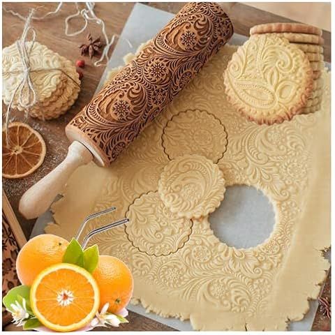 rolling pins for baking,embossed rolling pin, Engraved Embossing Rolling Pin Kitchen Decor Tools ... | Amazon (US)